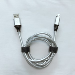 PU bőr gyors töltésű kerek USB-kábel mikro USB-hez, C típusú, iPhone villám töltéshez és szinkronizáláshoz