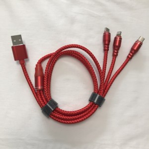 3 IN 1 fonott kábel Töltés kerek alumínium ház USB 2.0 Micro - villám C típusú micro USB adatkábel